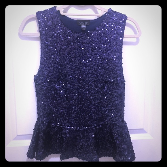 Peplum Topshop Sequined Top - Picture 1 of 2